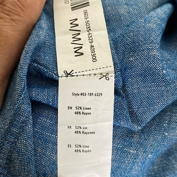 Urbanman linen/rayon casual, chambray, summer, beach, button down shirt! Size M - Picture 11 of 13